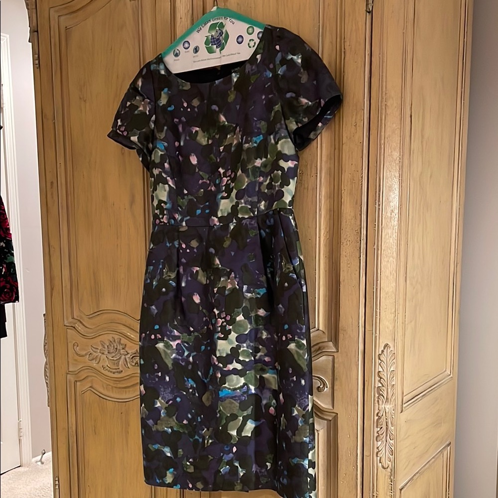 J. Crew Green and Blue Midi Dress